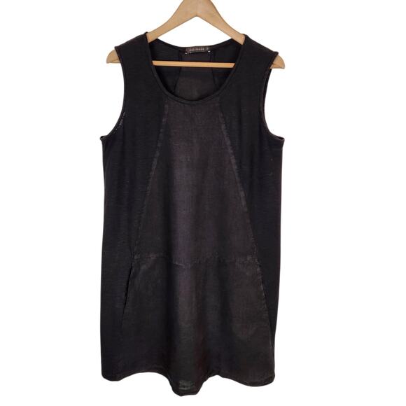 cut loose Women's Black Sleeveless Linen Shift Dress Size Large